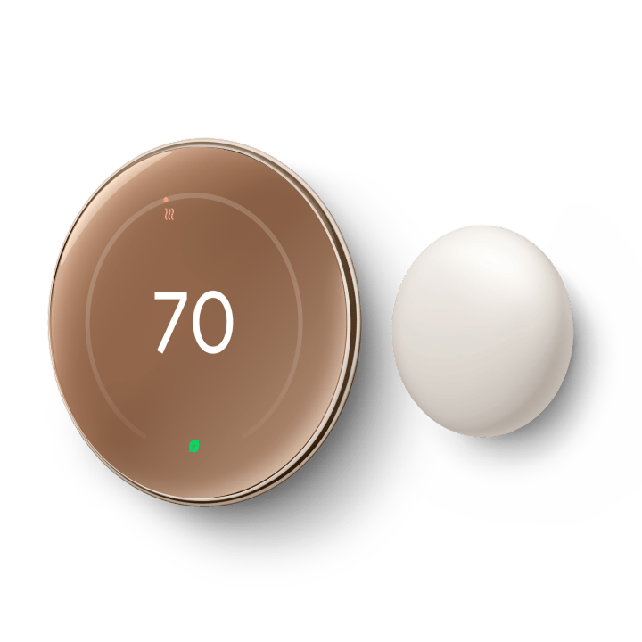 Nest Learning Thermostat in Gold with Nest Temperature Sensor