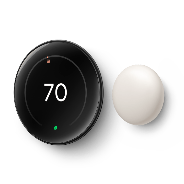 Nest Learning Thermostat in Polished Obsidian with Nest Temperature Sensor